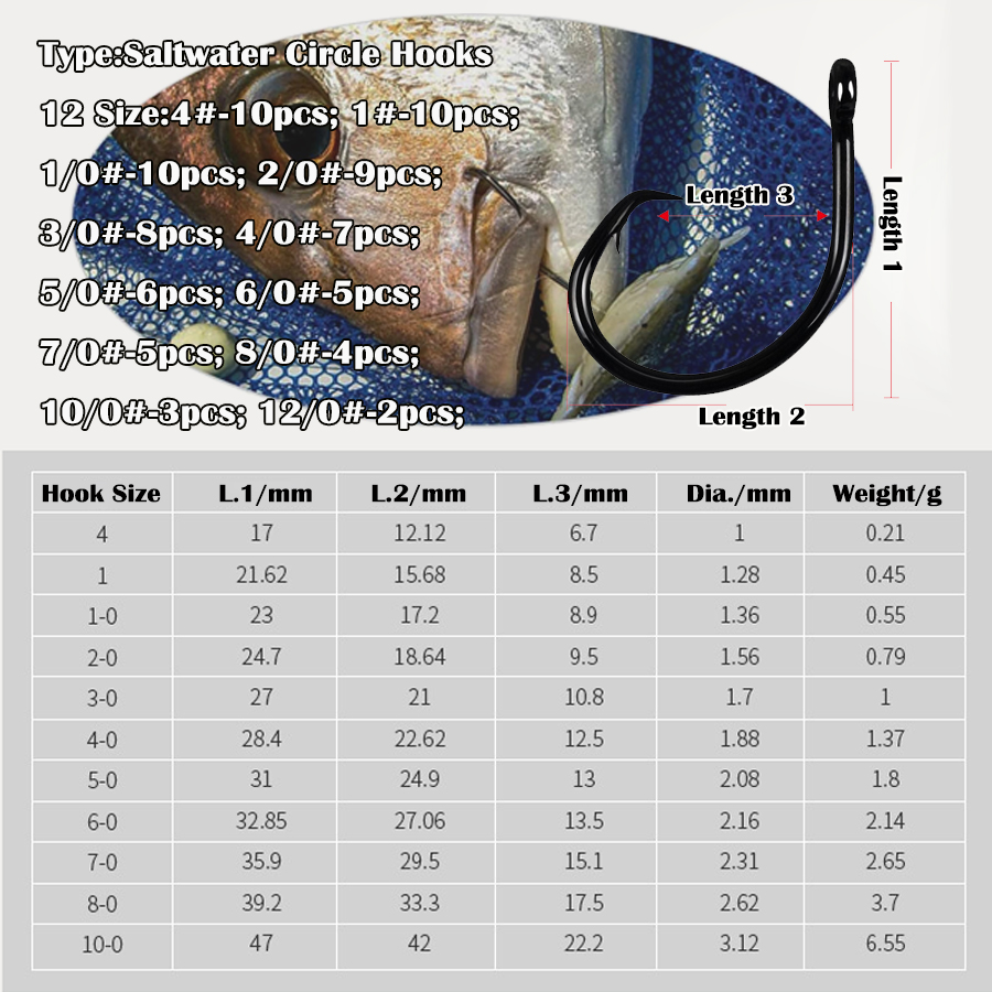 Circle Hooks 3X Strong Saltwat - Fishing Hook Assortment avis et prix