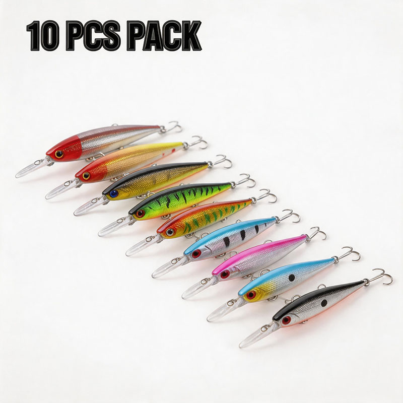 10Pcs Minnow Fishing Lure 10.5 - Fishing Hook Treble avis et prix