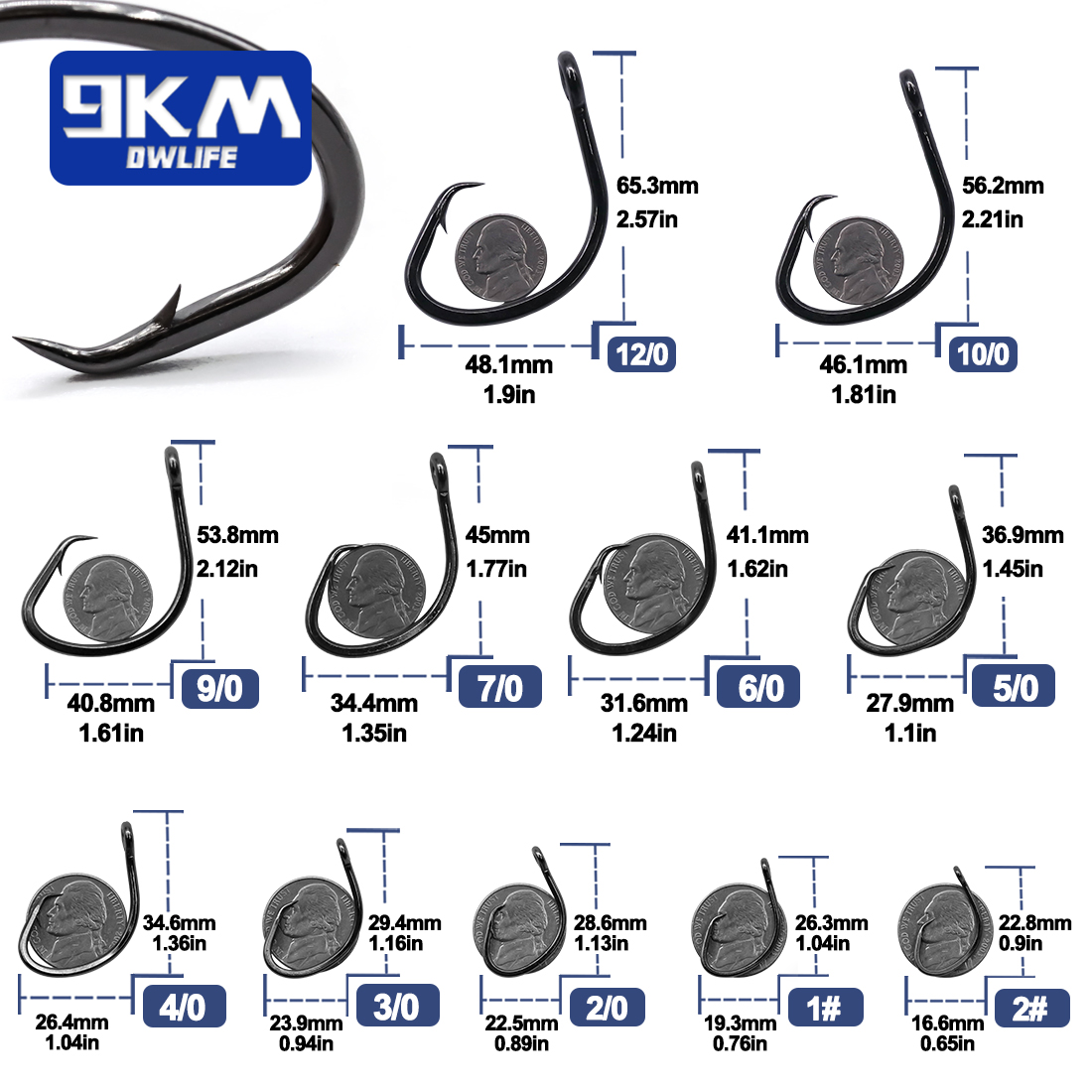9KM Circle Hooks 25~50Pcs Salt - Fishing Hook Barbless avis et prix