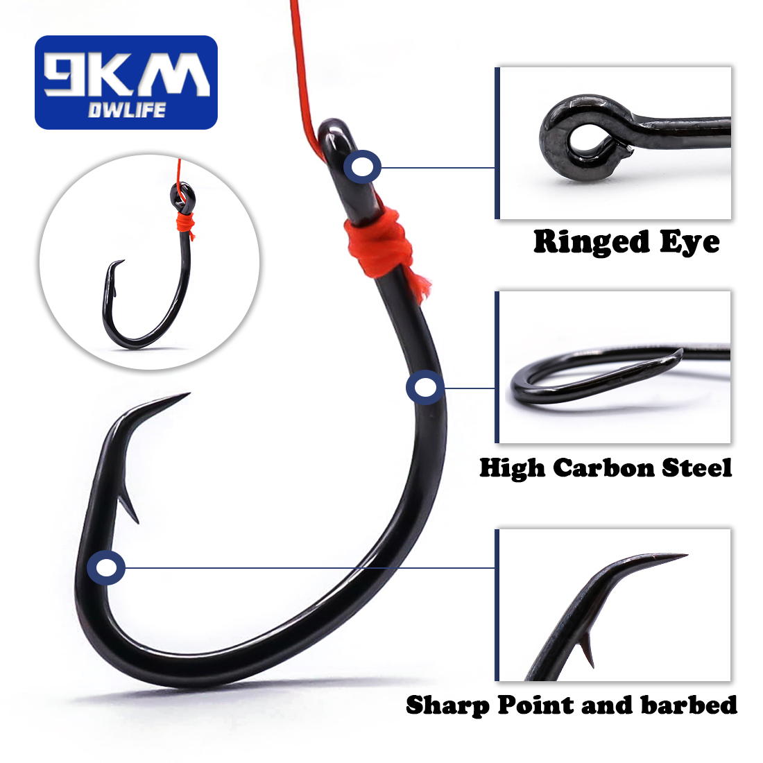 9KM Circle Hooks 25~50Pcs Salt - Fishing Hook Barbless avis et prix