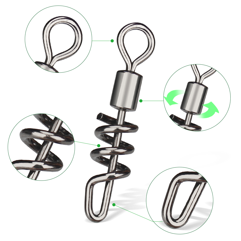 DNDYUJU 10PCS/lot Rolling swiv - Fishing Hook Stainless Steel avis et prix