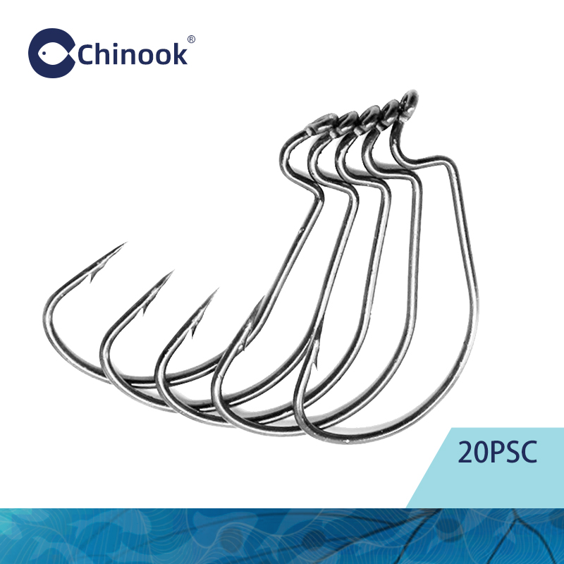 Chinook 20pcs Wide worm Texan  - Fishing Hook Offset avis et prix