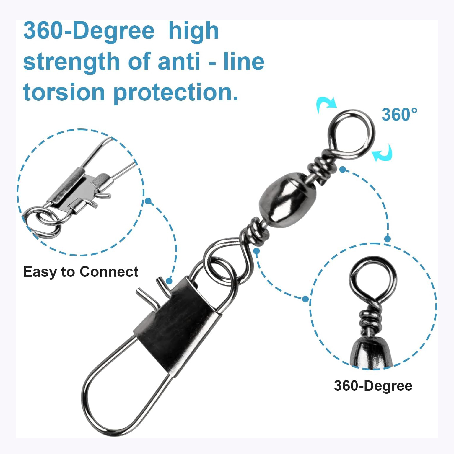 100Pcs/Lot 4#6#8#10#12# Swivel - Fishing Hook Stainless Steel avis et prix