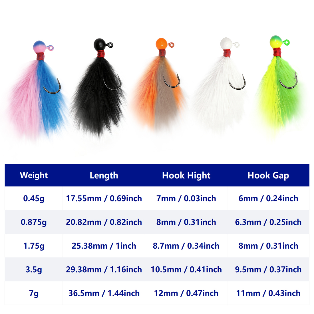 9KM 5pcs Mixed-Color Marabou J - Fishing Hook Assortment avis et prix