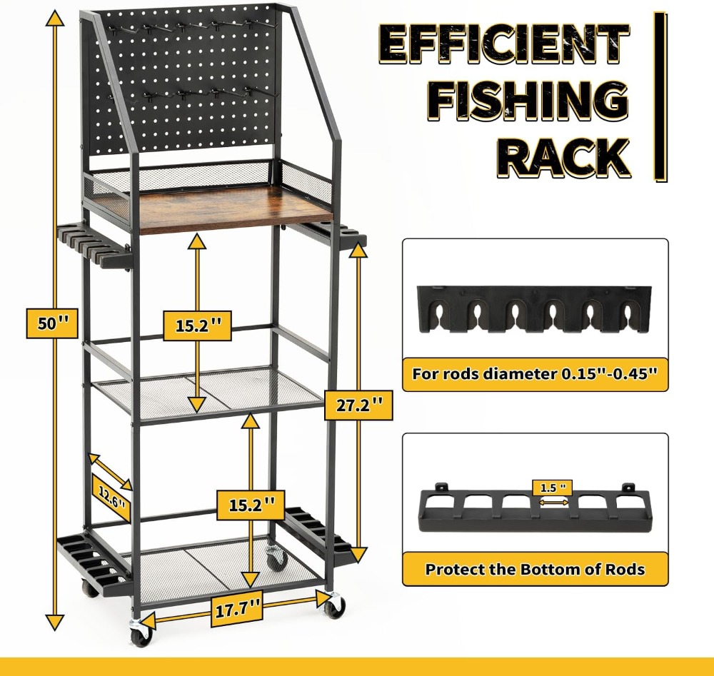 3-Tier Rolling Fishing Rod Rac - Fishing Hook avis et prix