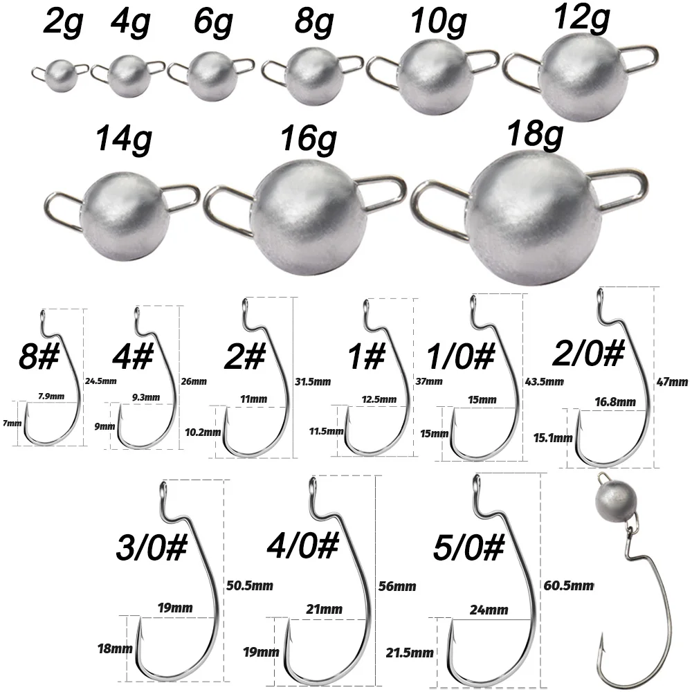 5Pcs Metal Jig Head Worm Hooks - Fishing Hook Offset avis et prix