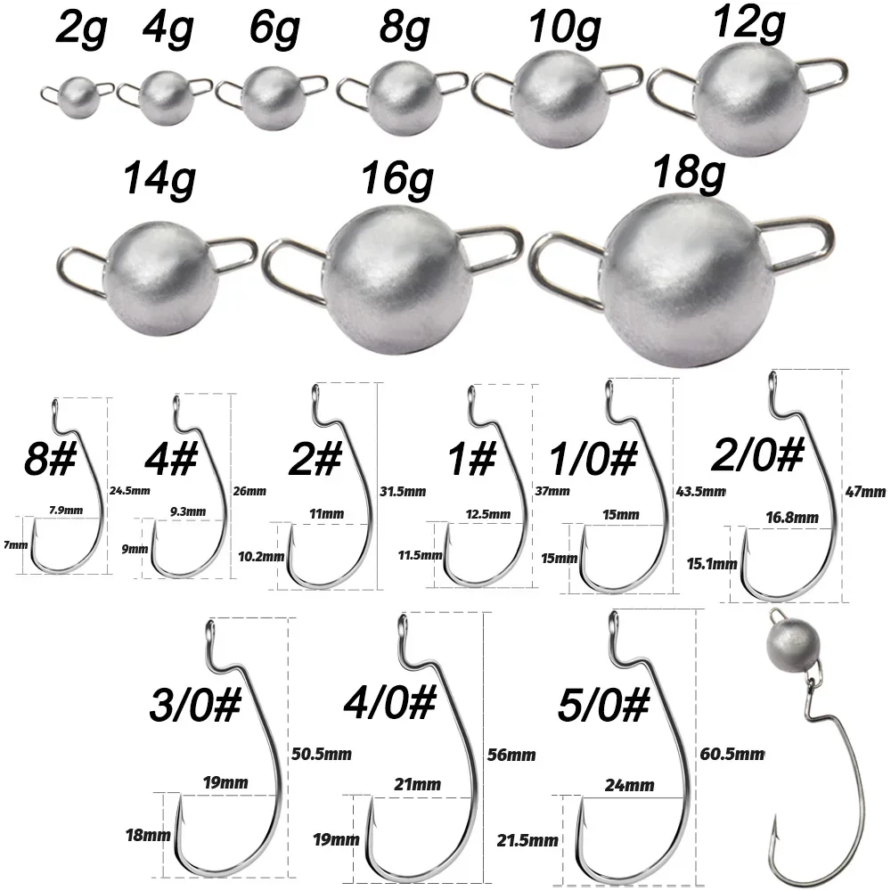 5pcs Metal Jig Head Worm Hooks - Fishing Hook Offset avis et prix